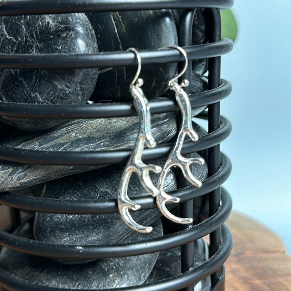 Silver Antler Earrings